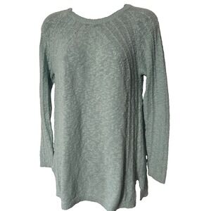 J Jill Canal Blue Seafoam Green Textured Knit Tunic Long Sleeve Sweater XS
